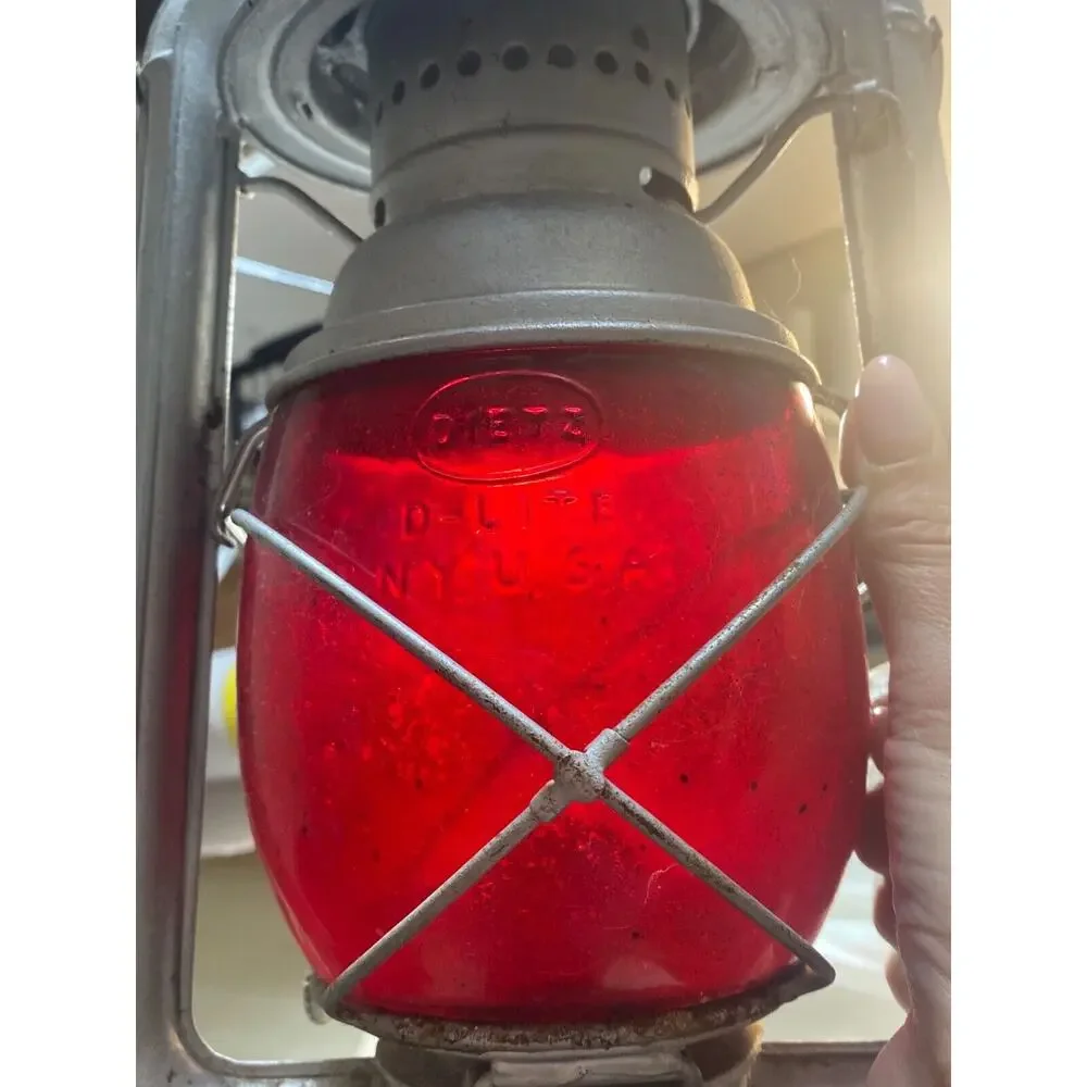 C.T. Ham Tubular Lantern Brass 1800s Red Globe